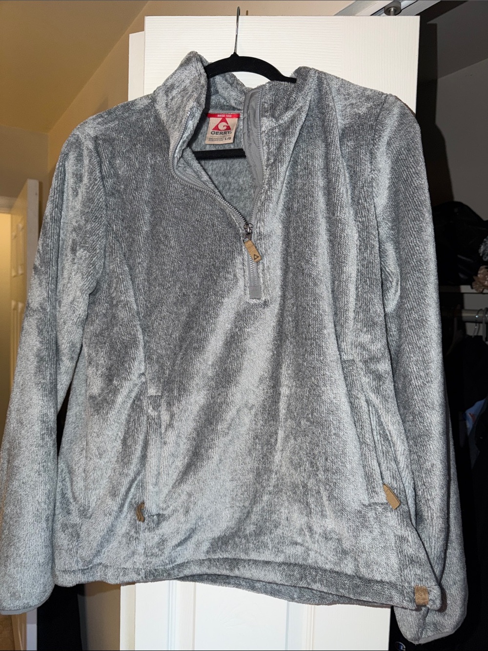 Gerry Women's Large Green Plush Pile Fleece 1/4 Zip Pullover Jacket/Sweatshirt L